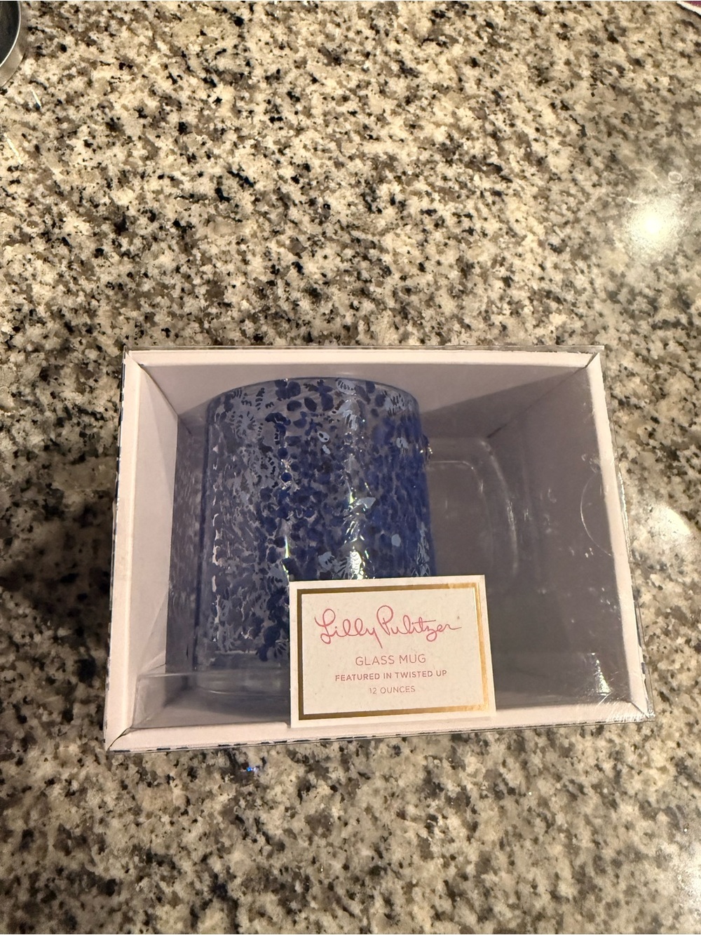 Lilly Pulitzer Blue Speckled Glass Mug